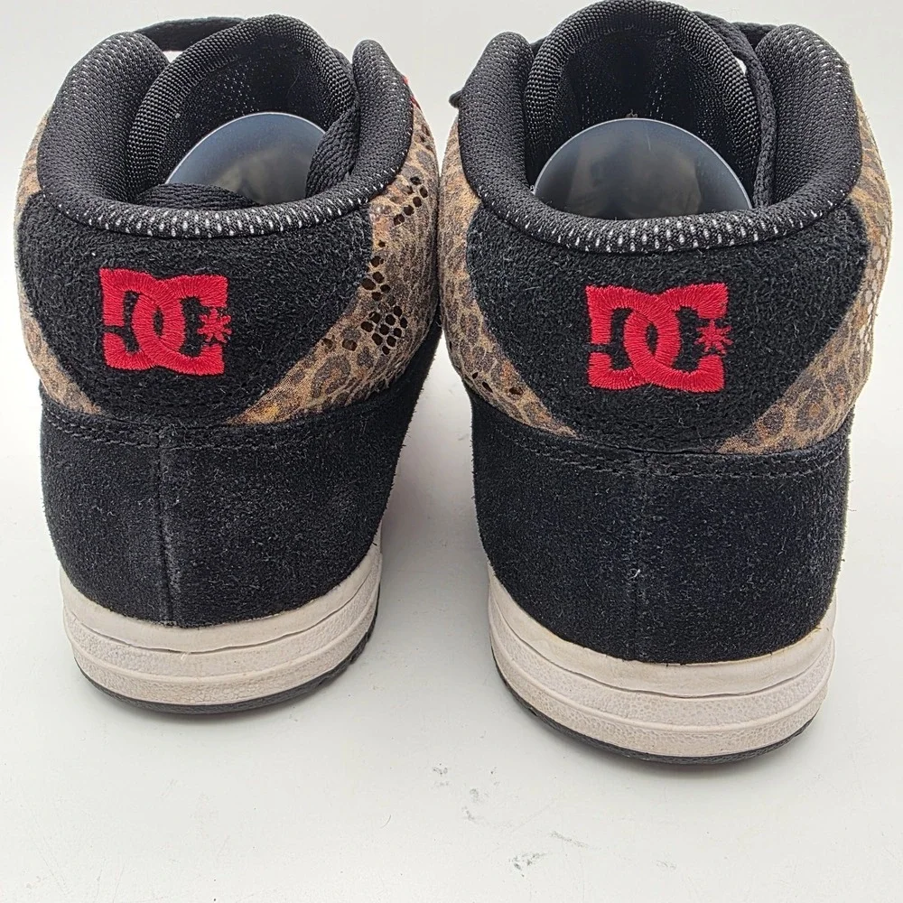 Vintage DC Shoes Womens 6.5 Y2k Skate Manteca 2 Mid Sneakers‎ Leopard Red Black
